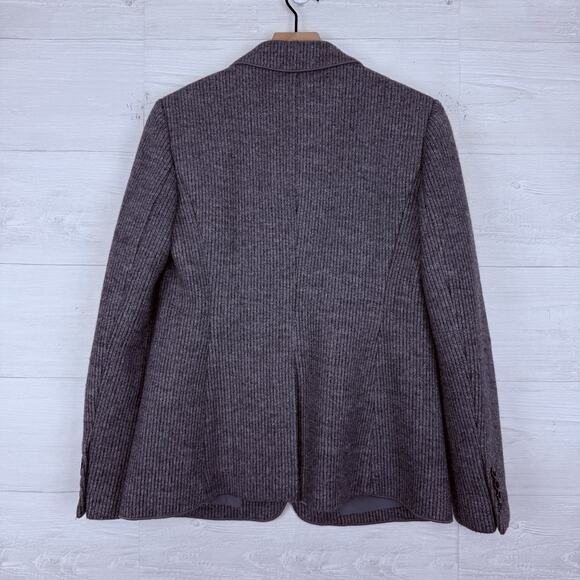 Ann Taylor Hutton Blazer Size 4 Gray Brushed Wool Ribbed Knit Classic Chic - Picture 7 of 16
